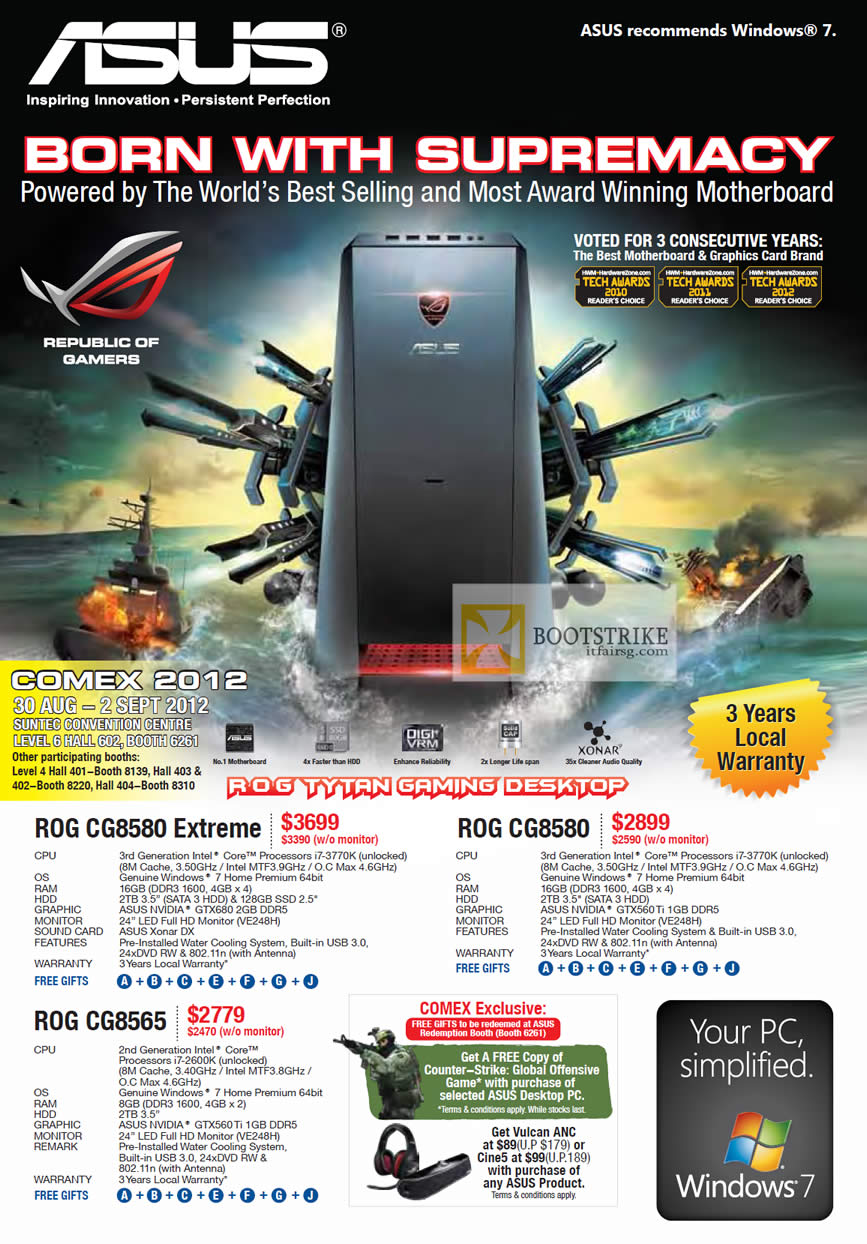 COMEX 2012 price list image brochure of ASUS Desktop PC Gaming ROG CG8580 Extreme, ROG CG8580, ROG CG8565