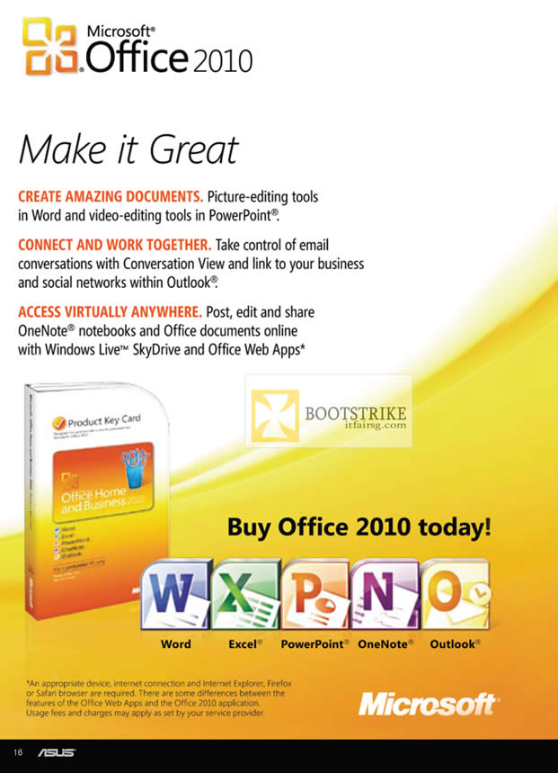 COMEX 2012 price list image brochure of ASUS Notebooks Microsoft Office 2010 Features