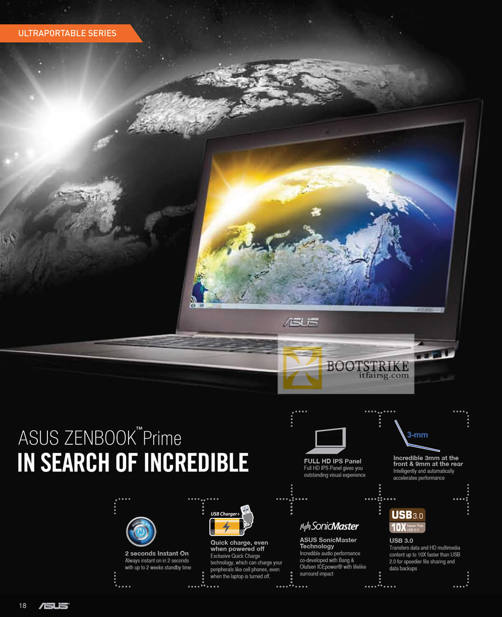 COMEX 2012 price list image brochure of ASUS Notebooks Zenbook Prime Features SonicMaster, IPS Panel