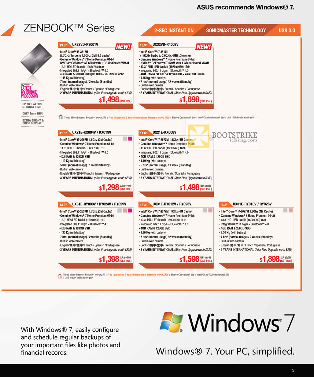 COMEX 2012 price list image brochure of ASUS Notebooks Zenbook Ultrabook UX32VD-R3001V R4002V, UX21E KX004V KX019V KX008V, UX31E RY009V RY024V RY029V RY012V RY023V RY010V RY026V