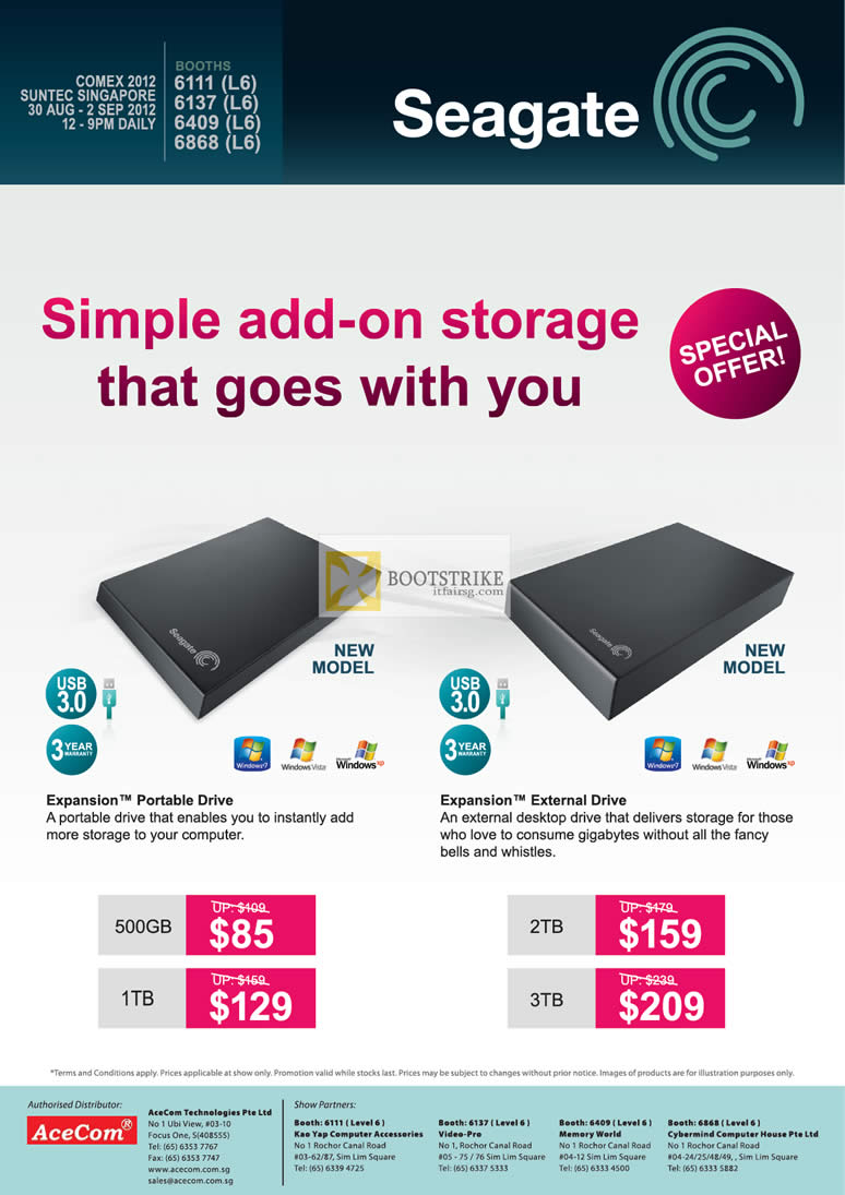 COMEX 2012 price list image brochure of AceCom Seagate External Storage Expansion