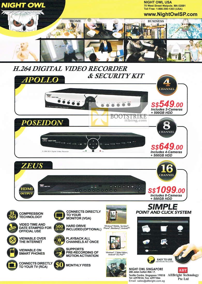 COMEX 2012 price list image brochure of Allbright Night Owl Digital Video Recorder DVR Security Apollo, Poseidon, Zeus HDMI