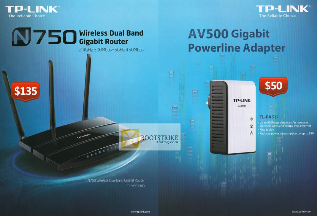 COMEX 2012 price list image brochure of Asia Radio TP-Link Networking N750 Router, AV500 Gigabit Powerline Adapter TL-PA511