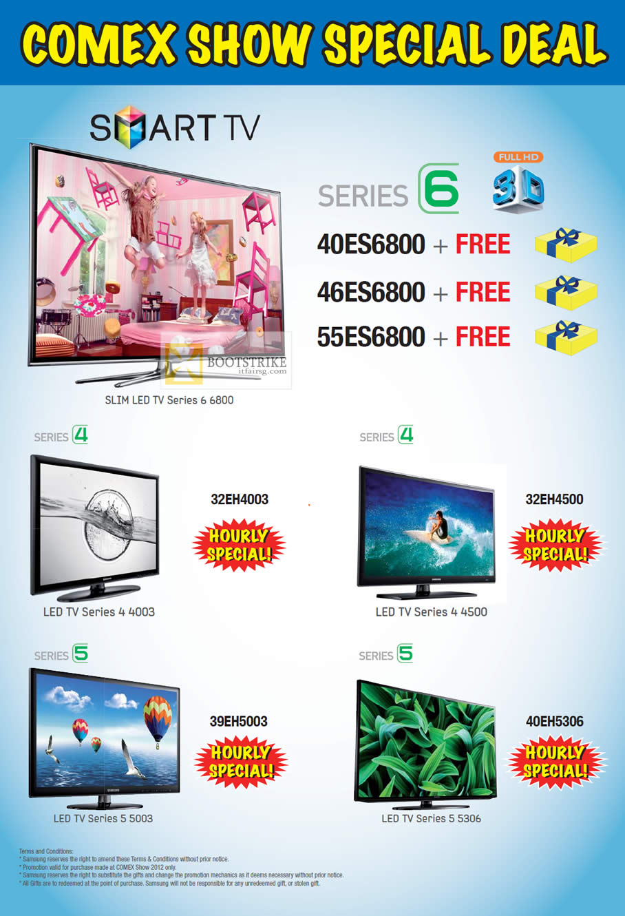 COMEX 2012 price list image brochure of Audio House Samsung Smart TV Series 6 40ES6800, 46ES6800, 55ES6800, 32EH4003, 32EH4500, 39EH5003, 40EH5306