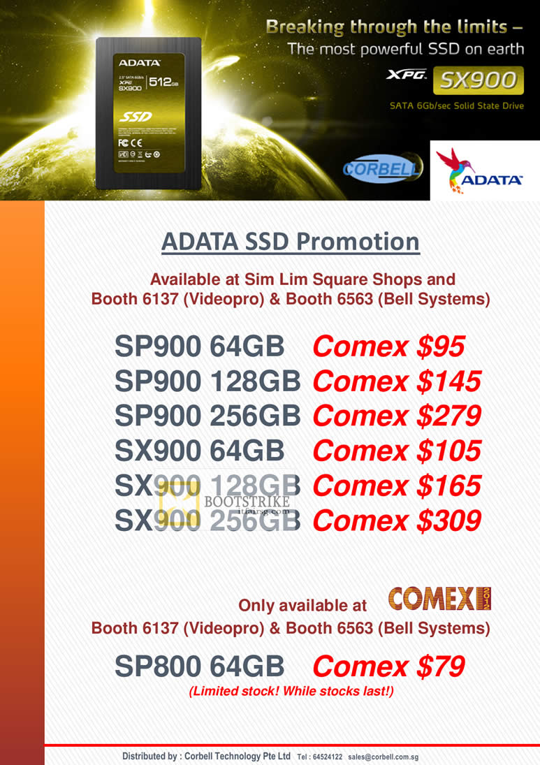 COMEX 2012 price list image brochure of Corbell Adata SSD XPG SP900, SX900, SP800