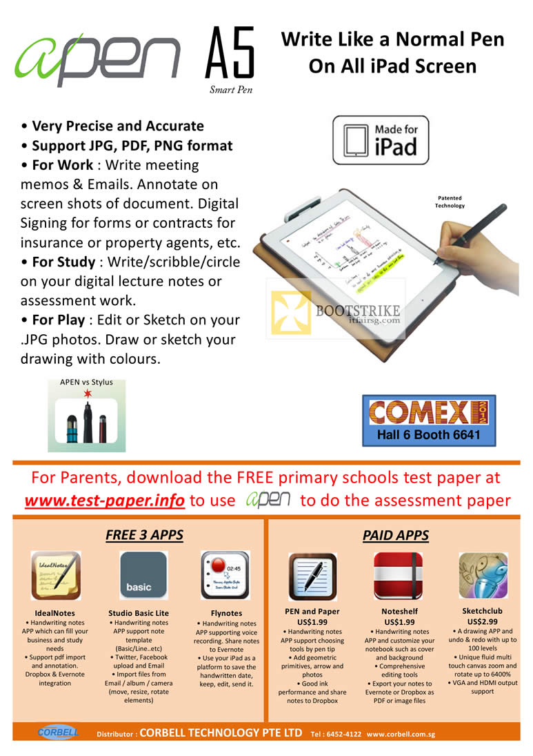 COMEX 2012 price list image brochure of Corbell Aopen A5 Smart Pen Ipad