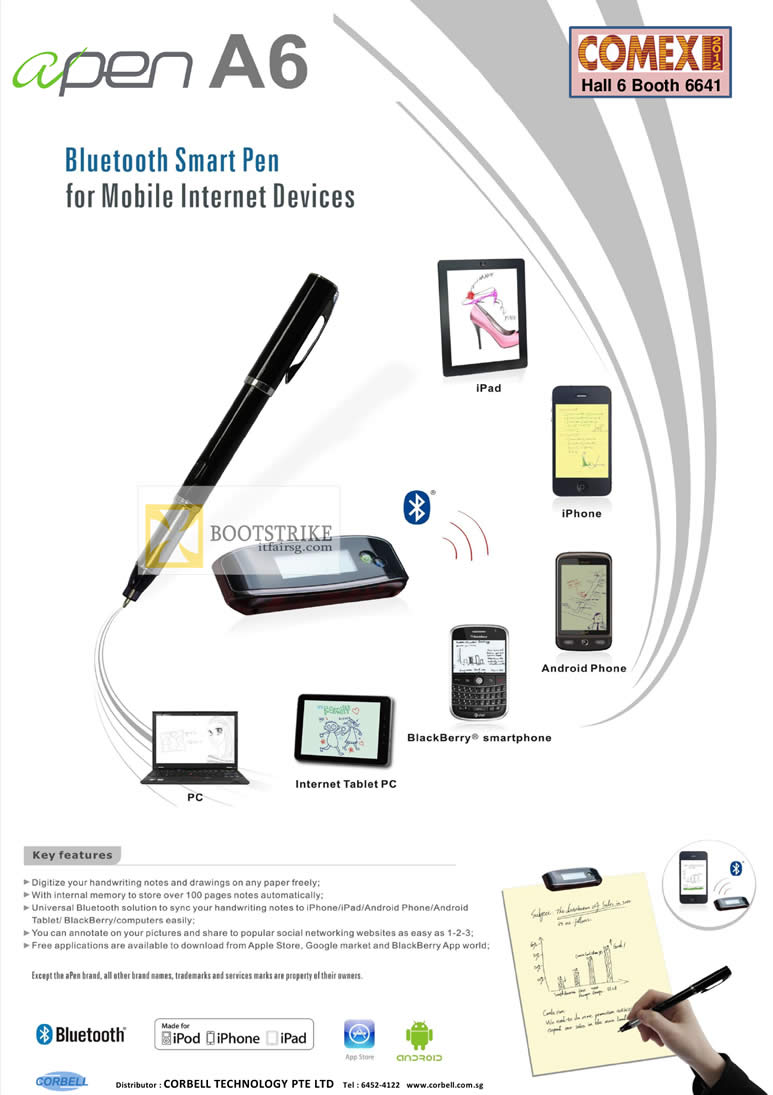 COMEX 2012 price list image brochure of Corbell Aopen A6 Smart Pen