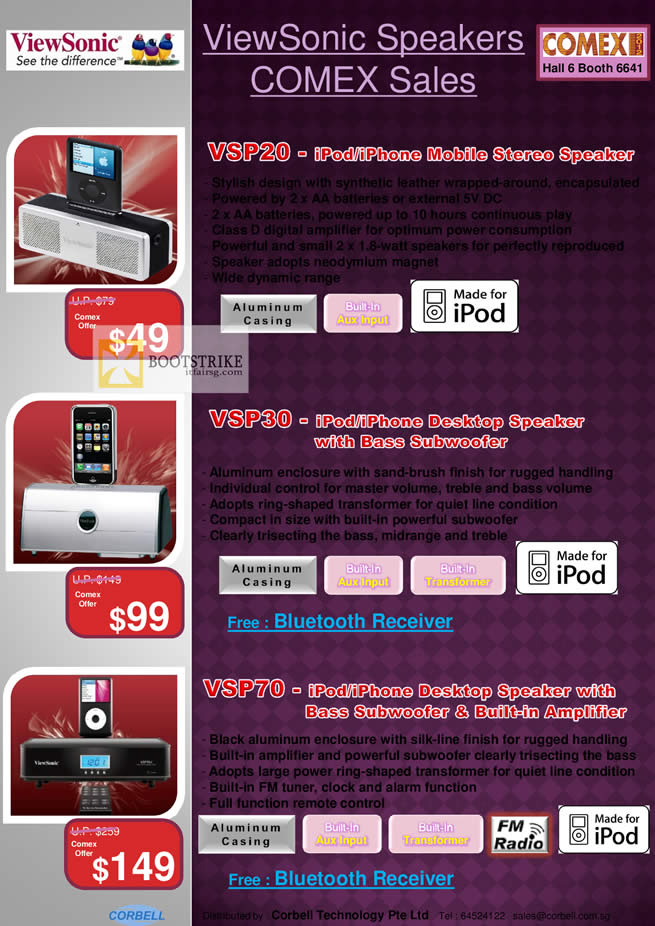 COMEX 2012 price list image brochure of Corbell Viewsonic Speakers Viewsonic VSP20, Viewsonic VSP30, Viewsonic VSP70