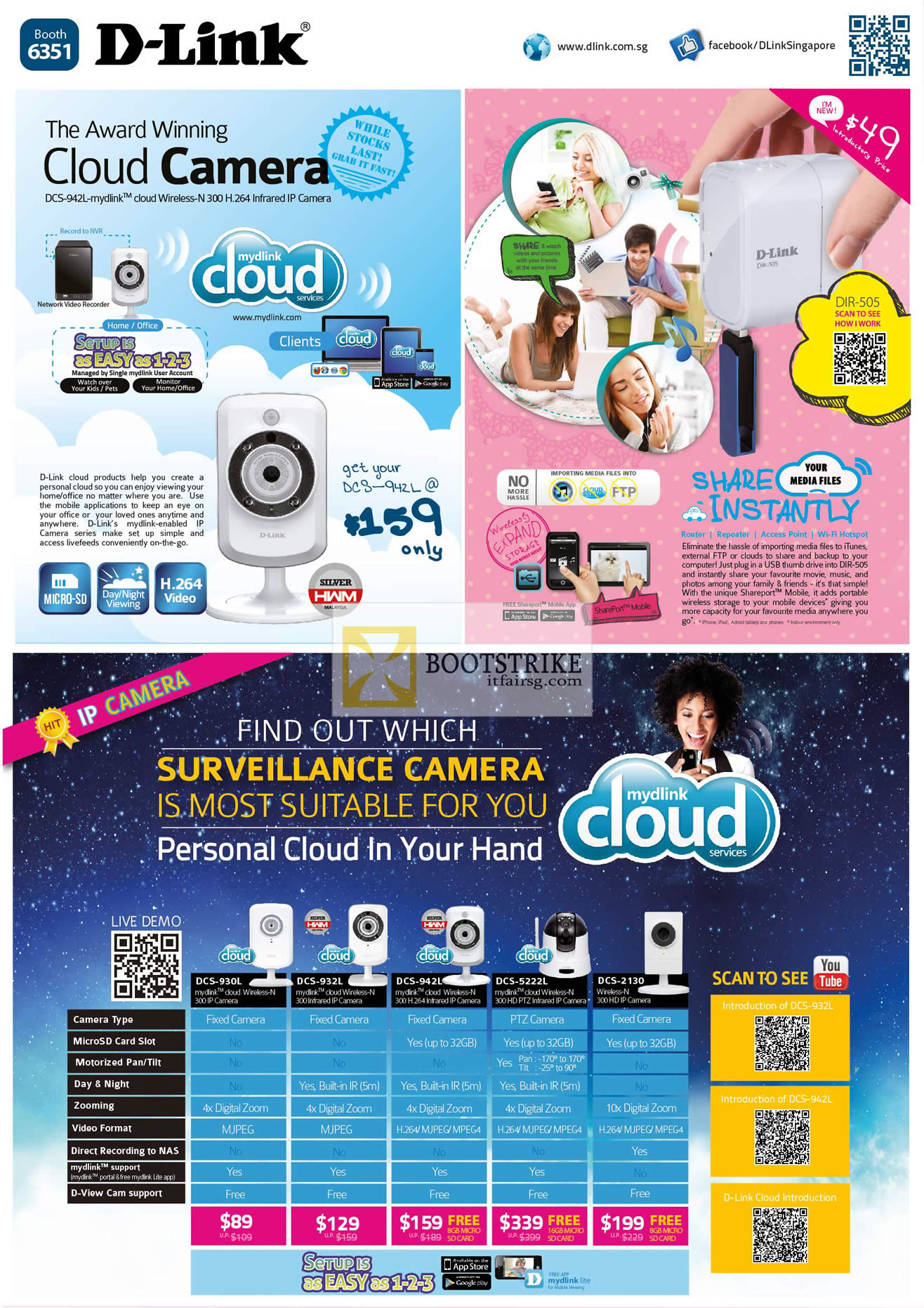 COMEX 2012 price list image brochure of D-Link DCS-942L Cloud Camera, DIR-505, IPCam DCS 930L 932L 942L 5222L 2130