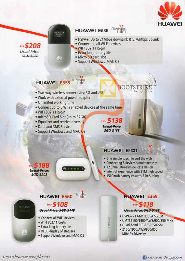 COMEX 2012 price list image brochure of ECS Huawei USB 3G Dongle HSPA HSUPA E586, E55, E5331, E560, E369