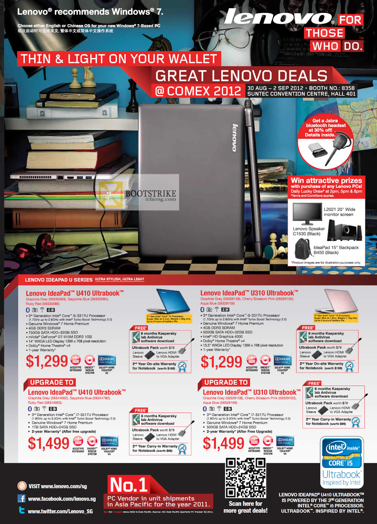 COMEX 2012 price list image brochure of Lenovo Notebooks Ideapad Ultrabook U410, U310