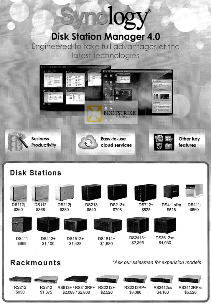 COMEX 2012 price list image brochure of Memory World Synology Disk Station Manager, Rackmounts