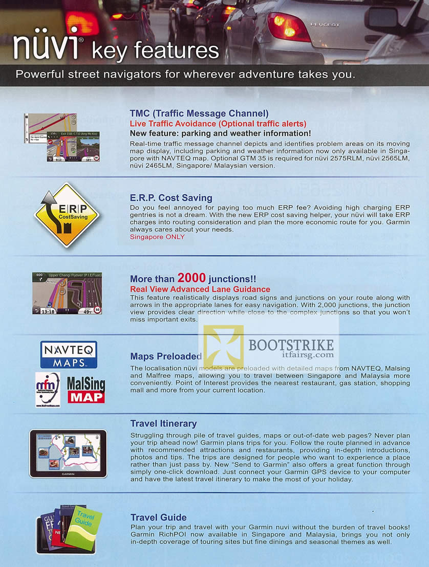 COMEX 2012 price list image brochure of Navicom Garmin GPS Nuvi Features, TMC, ERP