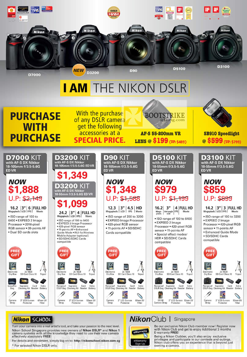 COMEX 2012 price list image brochure of Nikon Digital Cameras DSLR D7000, D3200, D90, D5100, D3100, Nikkor