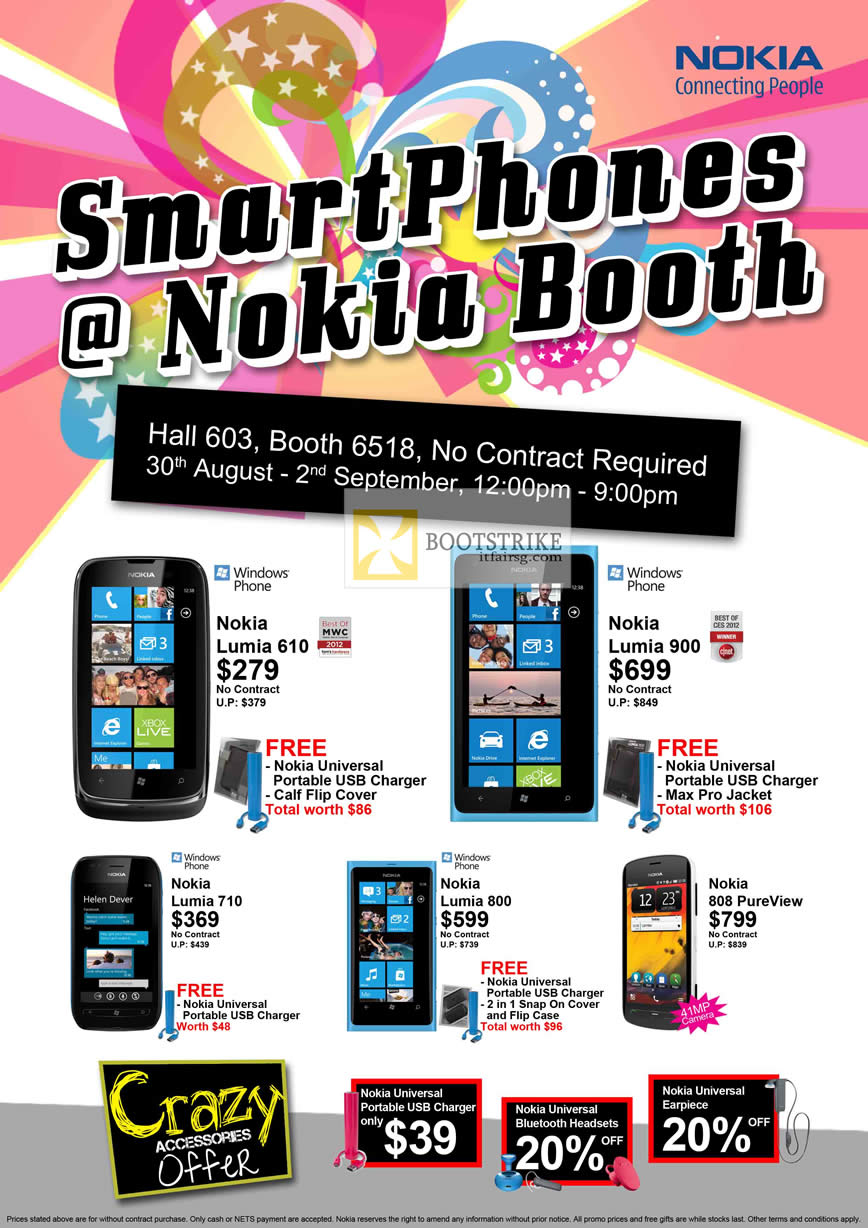 COMEX 2012 price list image brochure of Nokia Mobile Phones Lumia 610, 900, 710, 800, 808 PureView