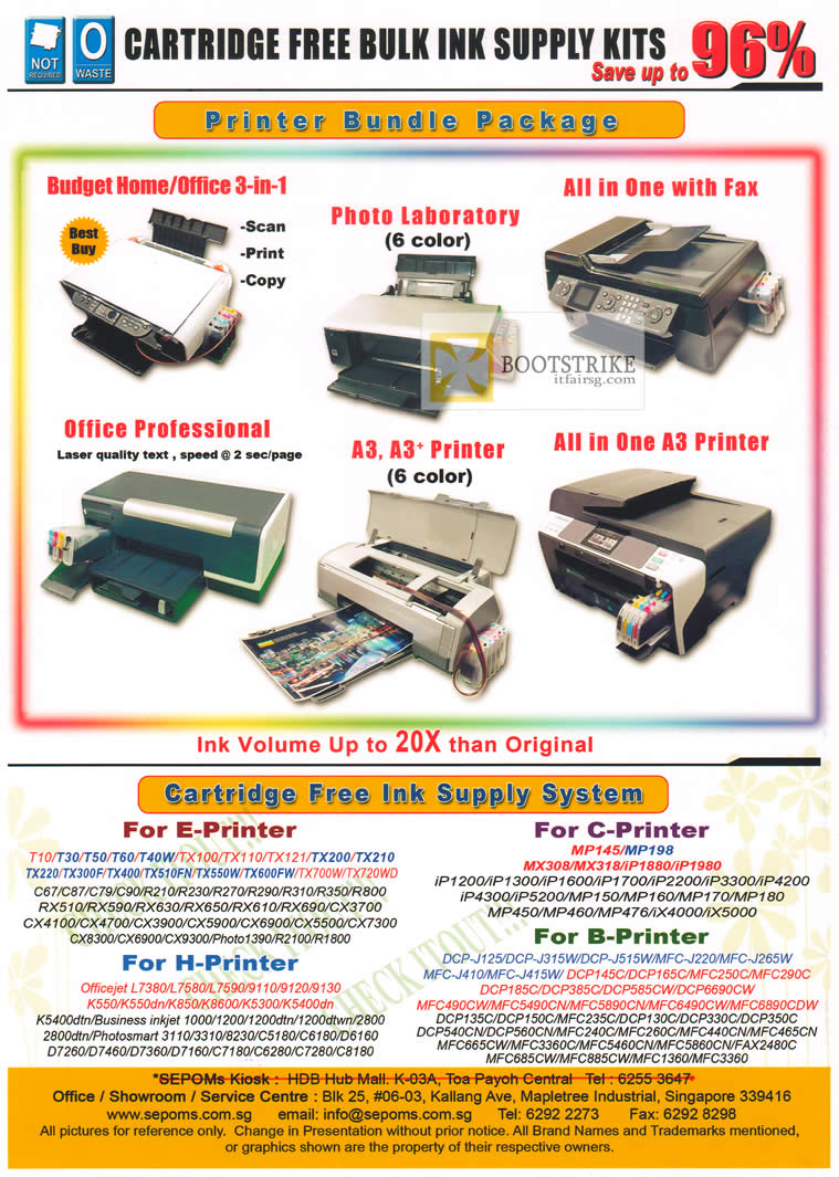 COMEX 2012 price list image brochure of Nuink Sepoms Printer Bundle Package, Cartridge Free Ink Supply System