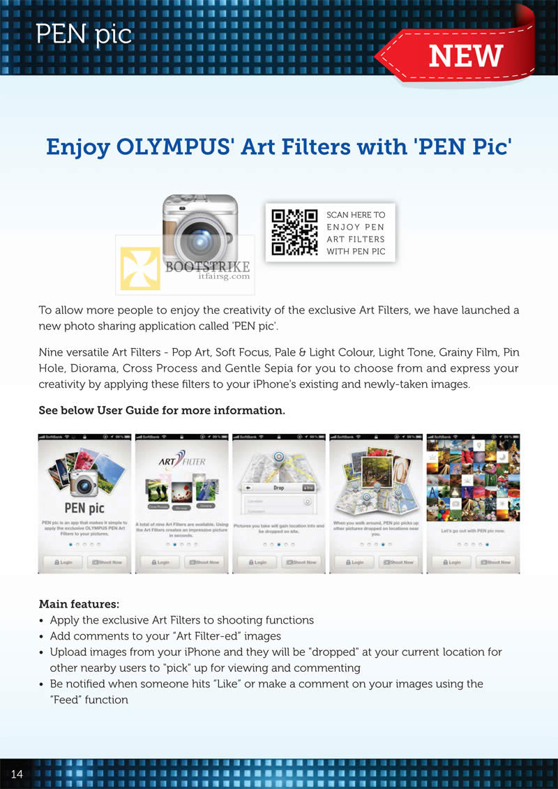 COMEX 2012 price list image brochure of Olympus Digital Camera Pen Pic Art Filters