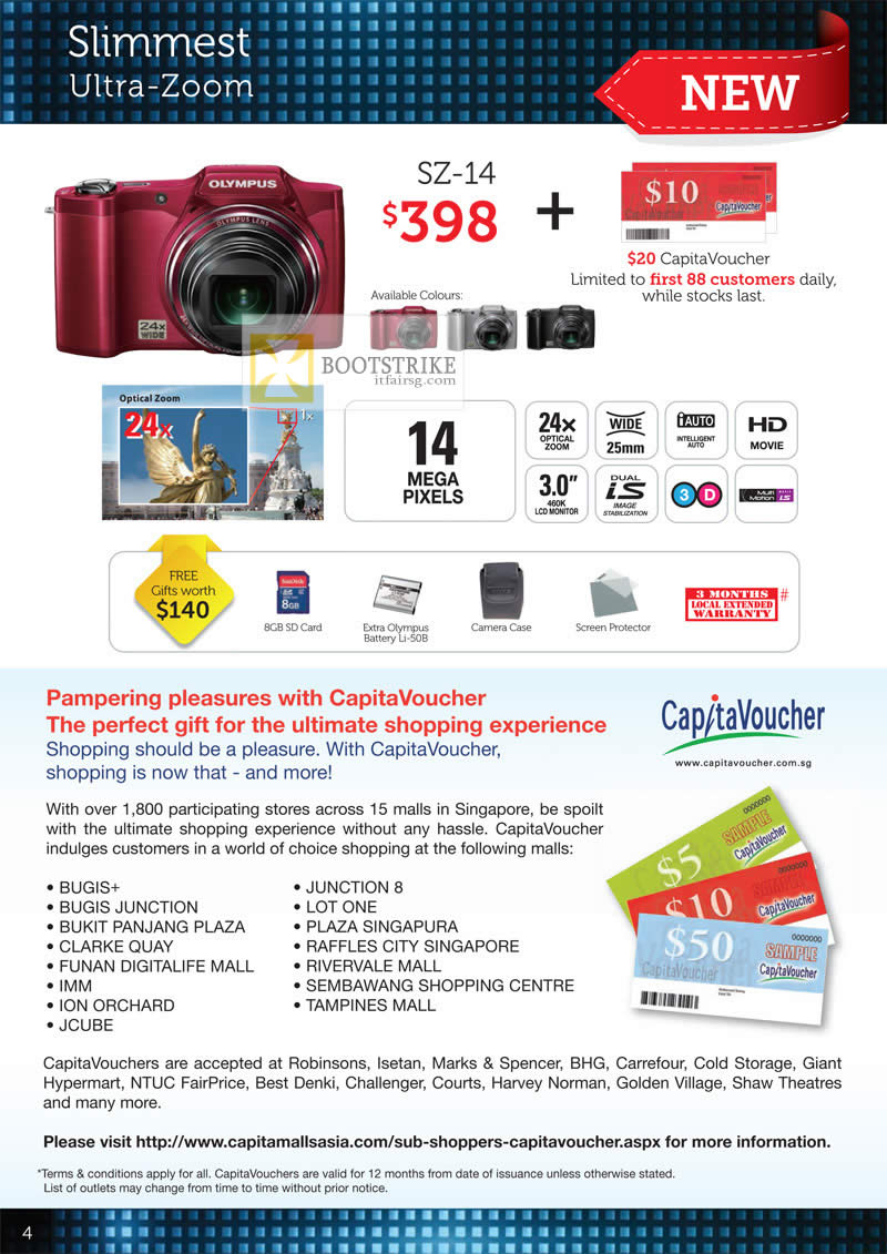 COMEX 2012 price list image brochure of Olympus Digital Camera SZ-14