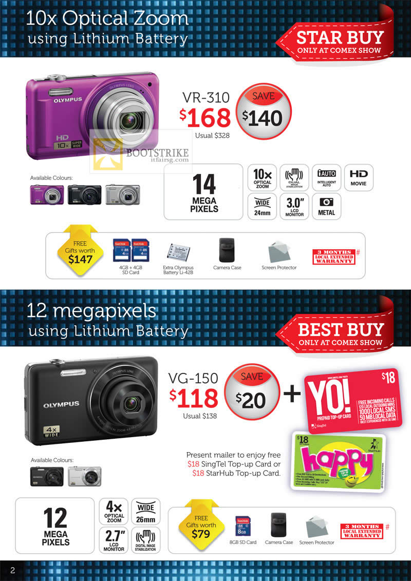 COMEX 2012 price list image brochure of Olympus Digital Camera VR-310, VG-150