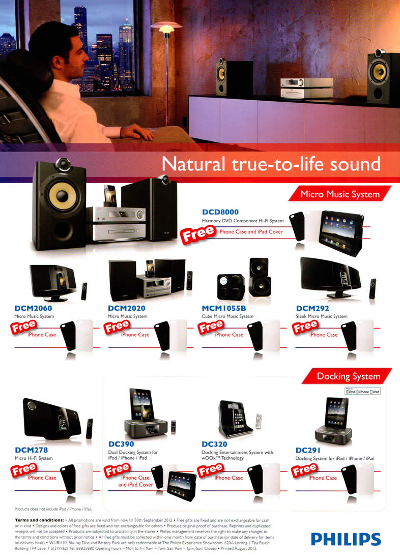 COMEX 2012 price list image brochure of Philips Micro Music System, Docking Systems