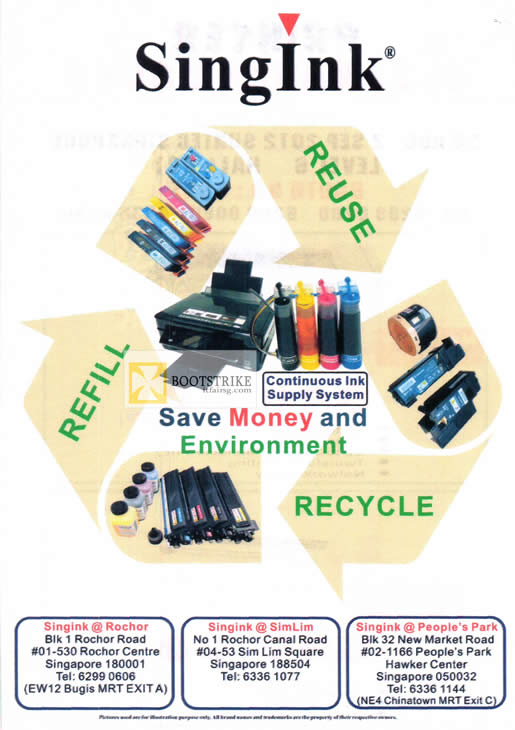 COMEX 2012 price list image brochure of Public N Private Singink Refill Print Cartridges Ink