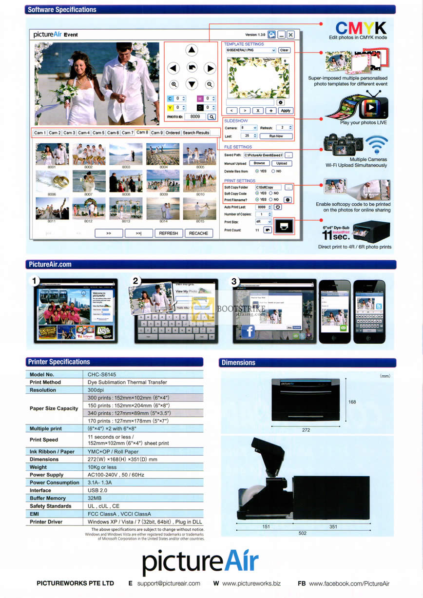 COMEX 2012 price list image brochure of Samsung Alan Photo PictureAir Event Printer Specifications