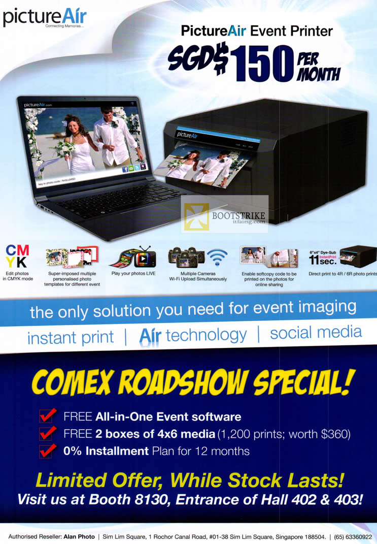 COMEX 2012 price list image brochure of Samsung Alan Photo PictureAir Event Printer