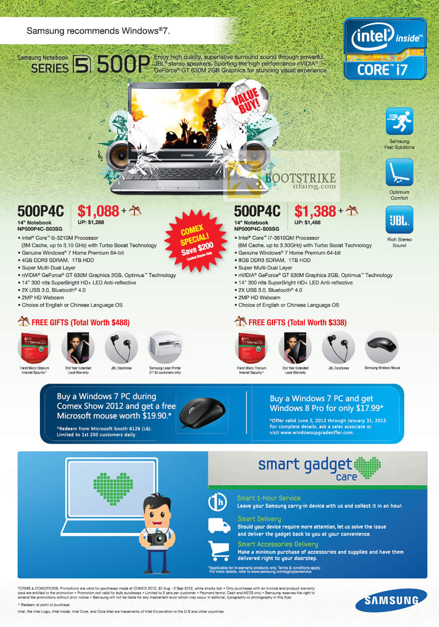COMEX 2012 price list image brochure of Samsung Notebooks Series 5 NP500P4C-S03SG, NP500P4C-S05SG