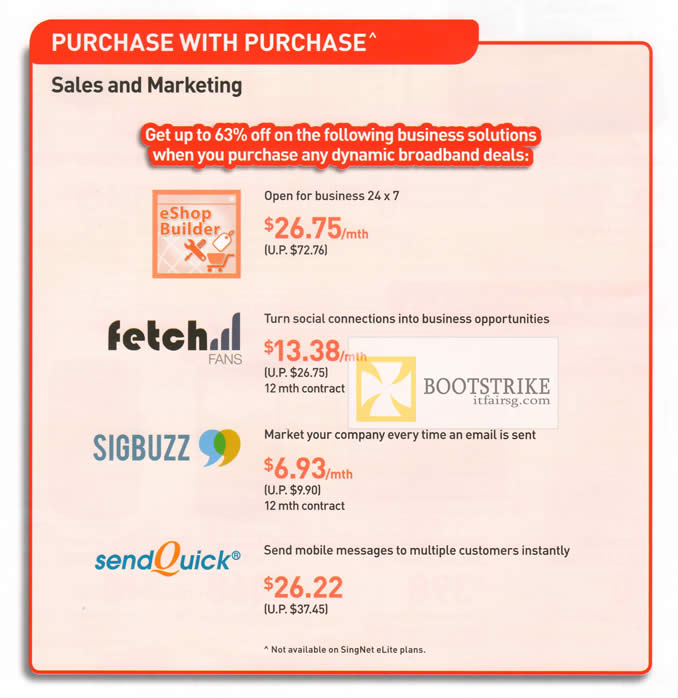 COMEX 2012 price list image brochure of Singtel Business Purchase With Purchase
