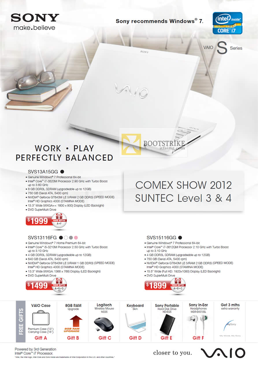COMEX 2012 price list image brochure of Sony Notebooks SVS13A15GG, SVS15116GG, SVS13116FG