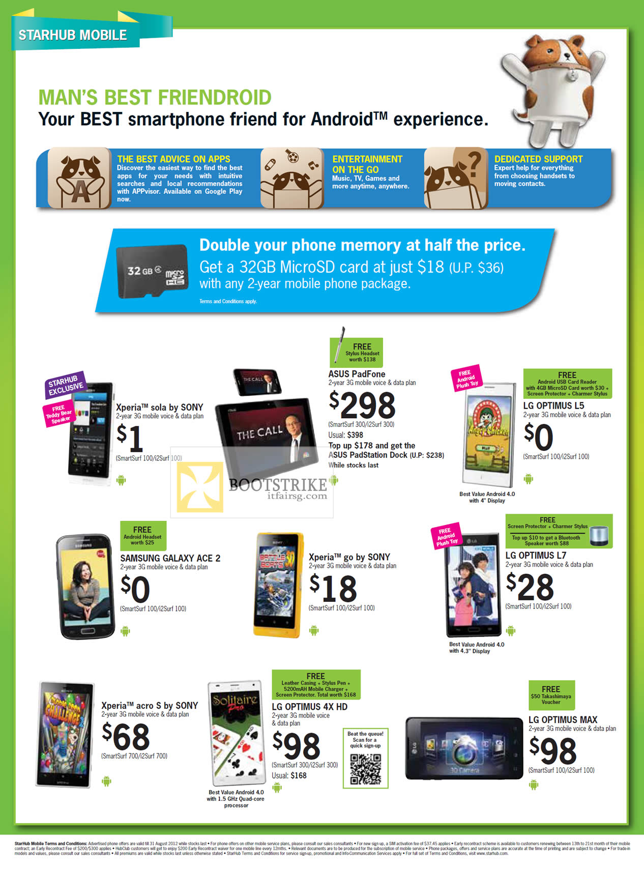 COMEX 2012 price list image brochure of Starhub Sony Xperia Sola, Go, Arco S, LG Optimus L5, L7, 4X HD, Max, ASUS PadFone, Samsung Galaxy Ace 2
