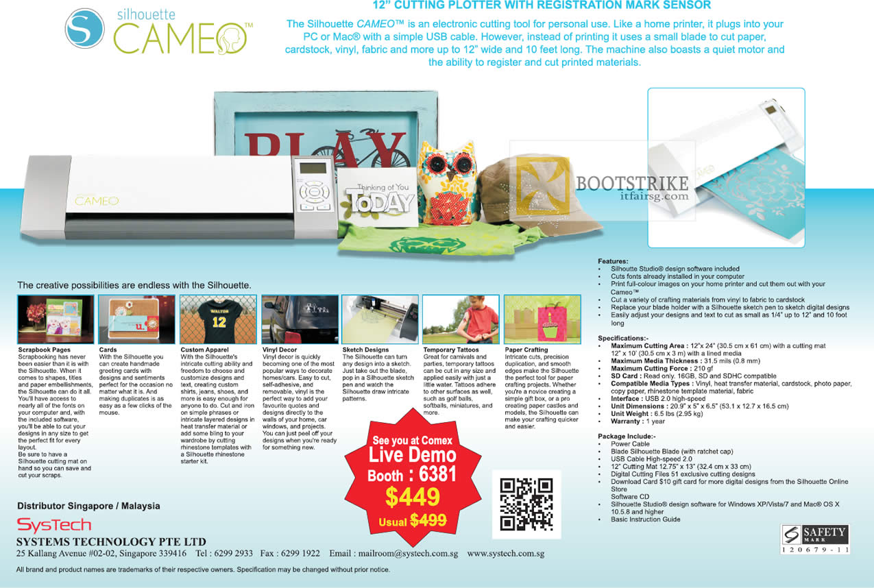 COMEX 2012 price list image brochure of Systems Tech Silhouette Cameo Electronic Cutting Tool
