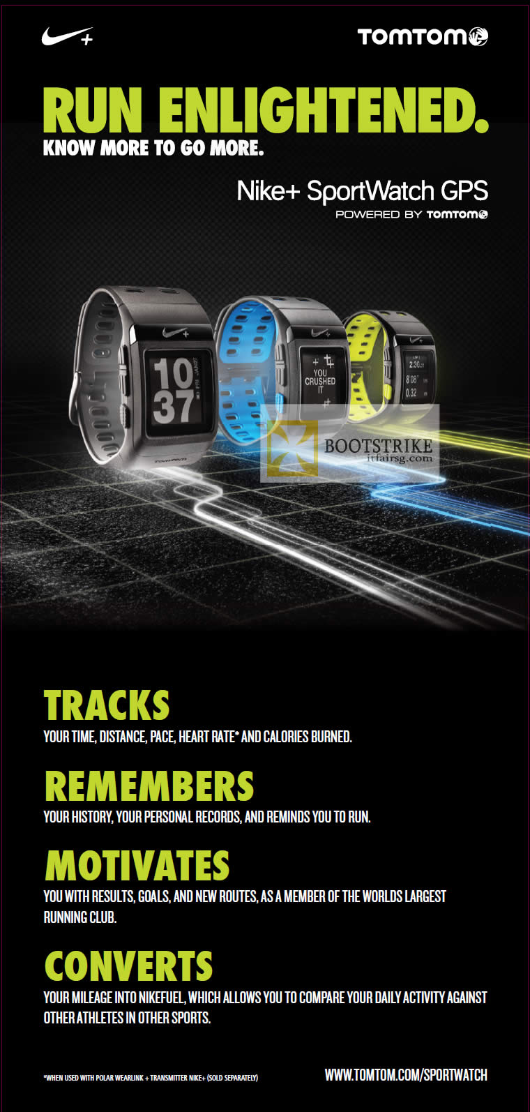 COMEX 2012 price list image brochure of TomTom Nike Plus SportWatch GPS Features