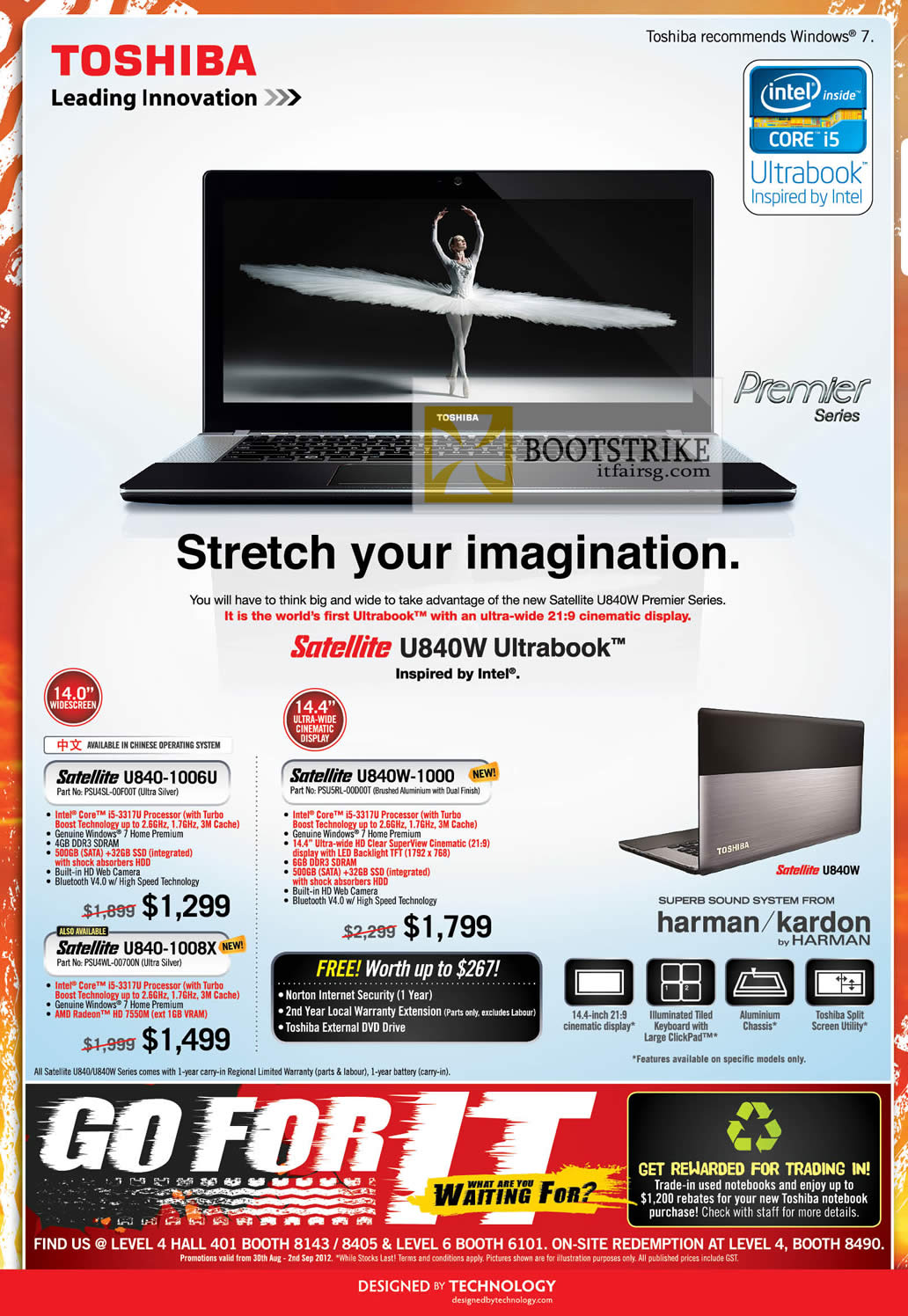 COMEX 2012 price list image brochure of Toshiba Notebooks Satellite U840 Ultrabook 1006U, 1000, 1008X