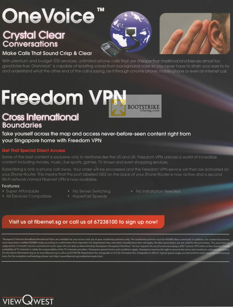 COMEX 2012 price list image brochure of Viewquest OneVoice IDD Service, Freedom VPN
