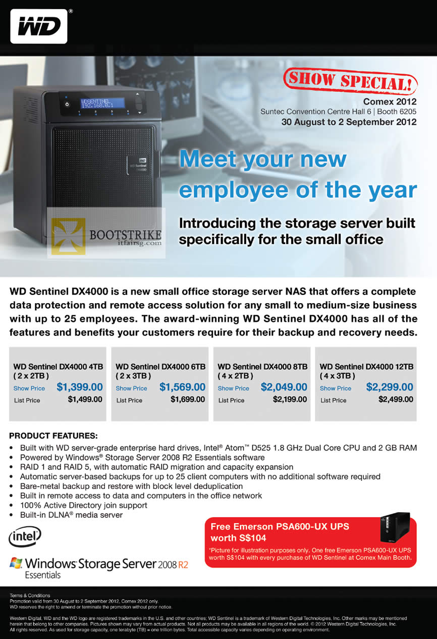 COMEX 2012 price list image brochure of Western Digital WD Sentinel DX4000 Server NAS External Storage