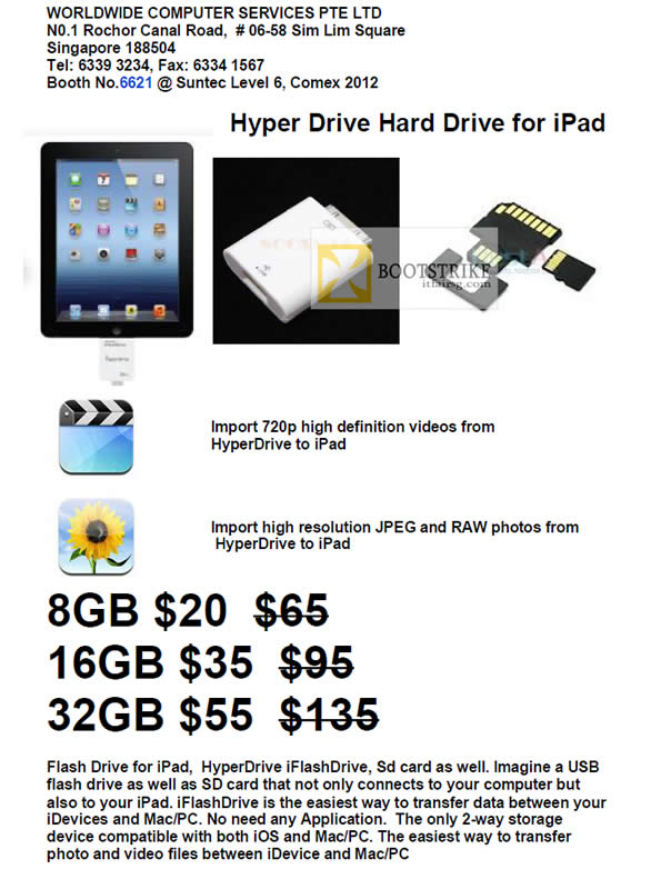 COMEX 2012 price list image brochure of Worldwide Computer Hyper Drive External Storage IPad