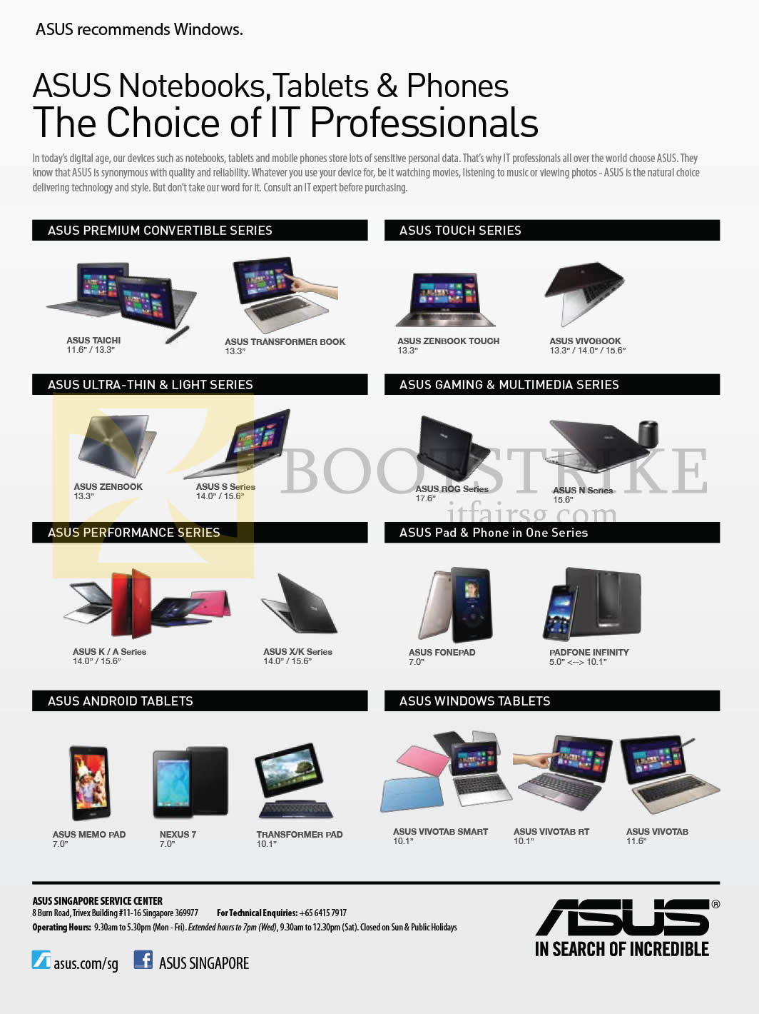 COMEX 2013 price list image brochure of ASUS About Notebooks, Tablets, Phones