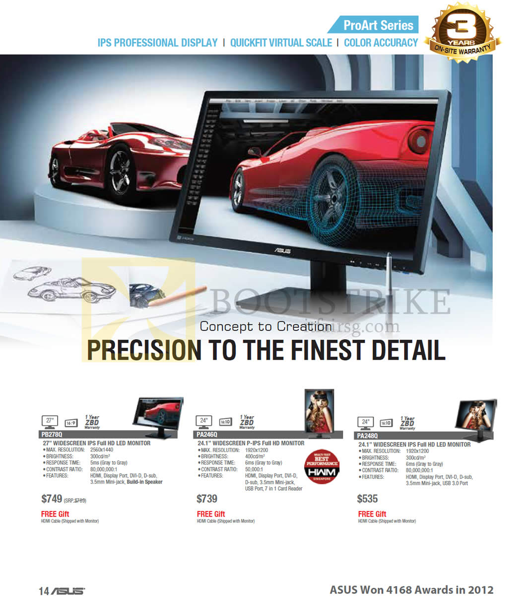 COMEX 2013 price list image brochure of ASUS Monitors ProArt Series PB278Q, PA246Q, PA248Q