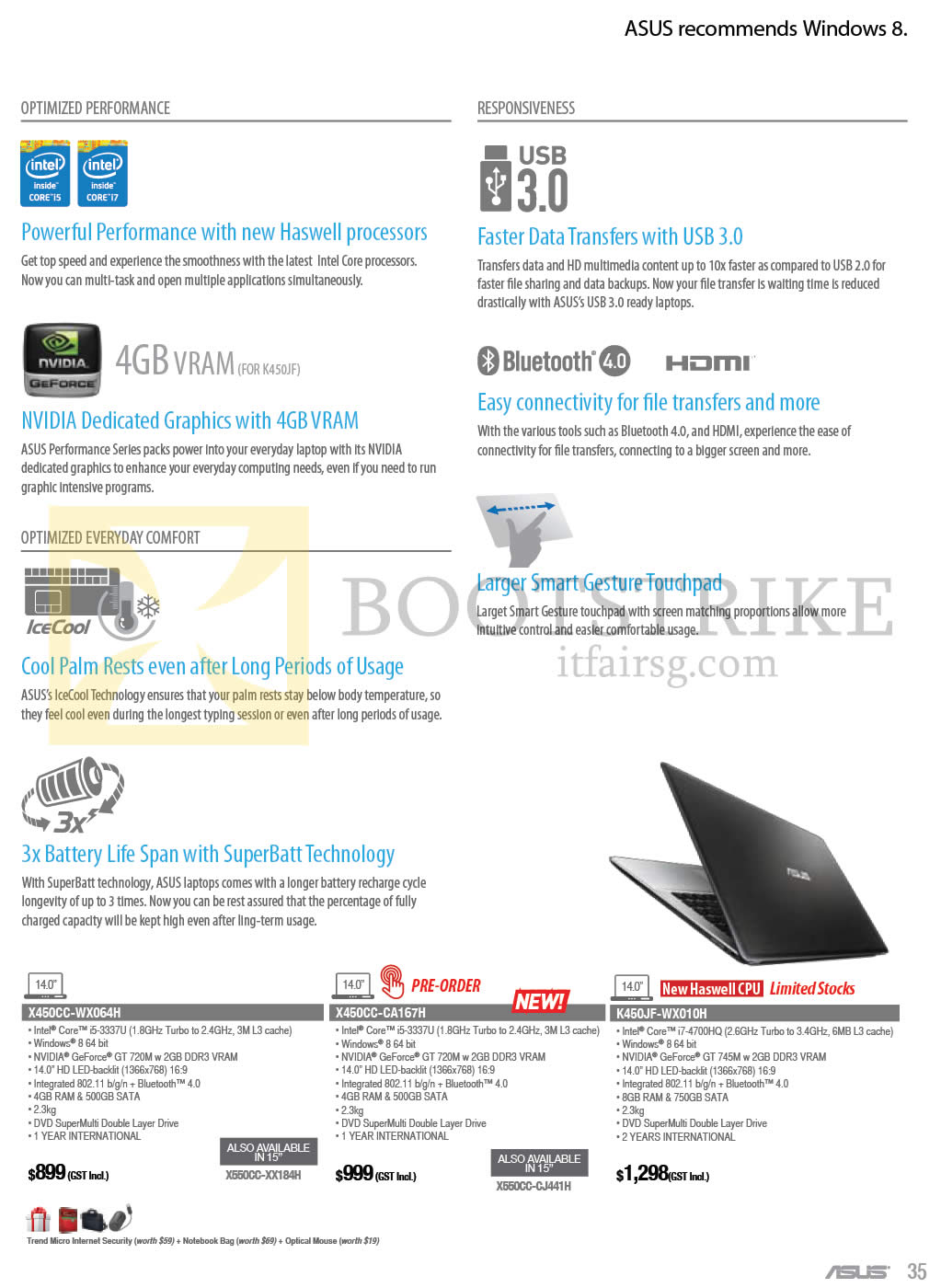 COMEX 2013 price list image brochure of ASUS Notebooks K, A, X Series X450CC-WX064H, X450CC-CA167H, K450JF-WX010H