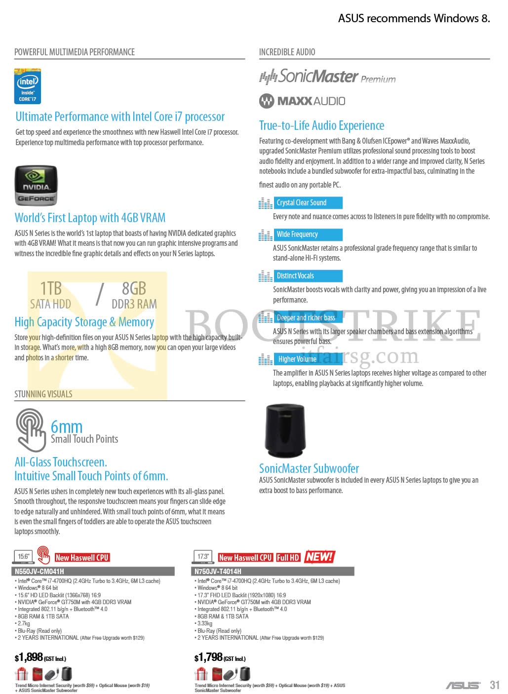 COMEX 2013 price list image brochure of ASUS Notebooks N Series N550JV-CM041H, N750JV-T4014H