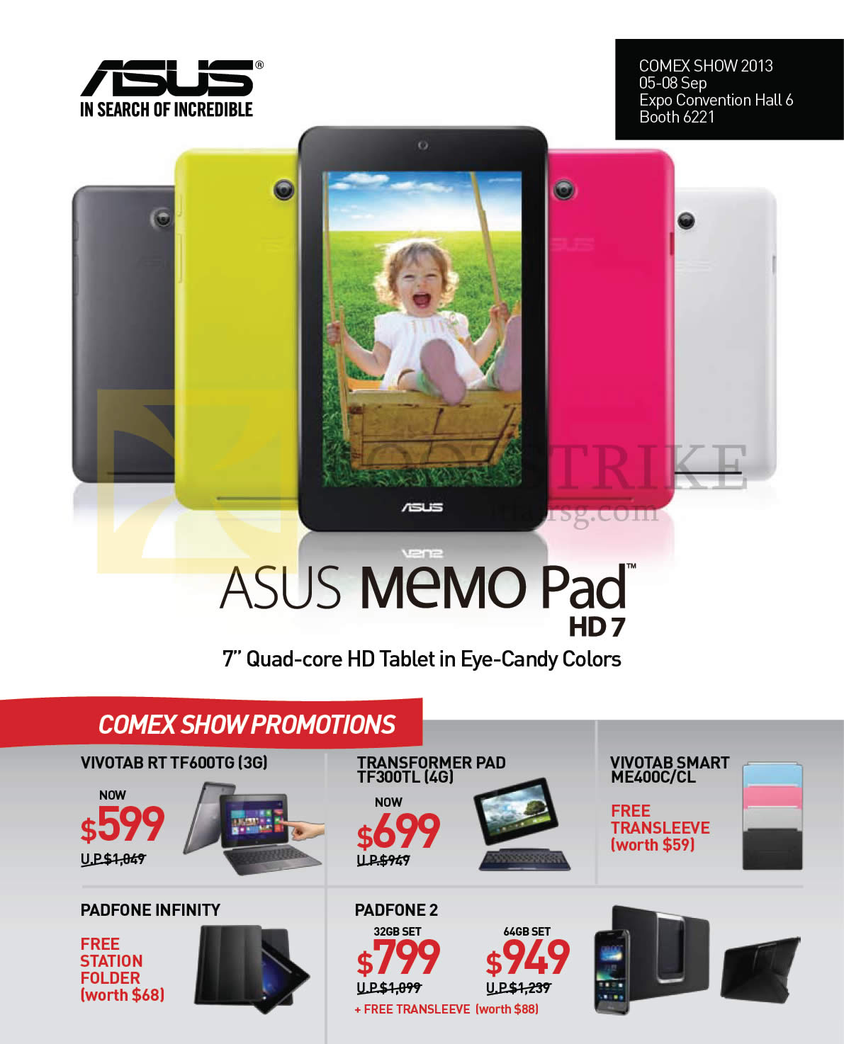 COMEX 2013 price list image brochure of ASUS Notebooks Tablets Promotions, Vivotab RT, Smart, Transformer Pad, Padfone Infinity, 2