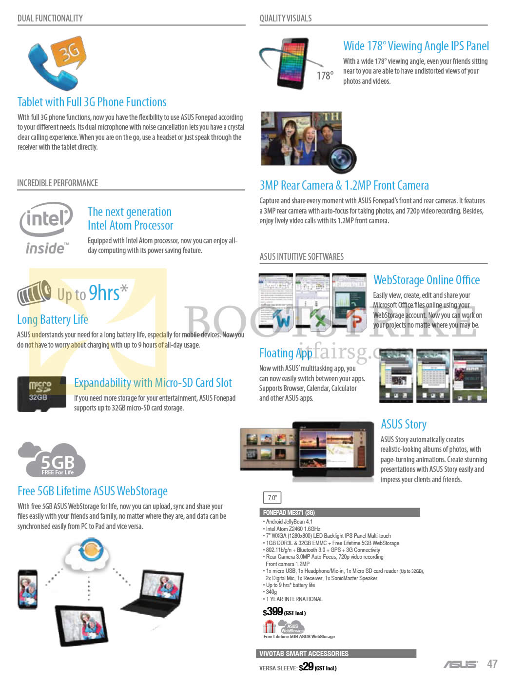 COMEX 2013 price list image brochure of ASUS Tablet Phone Fonepad ME371, Accessories