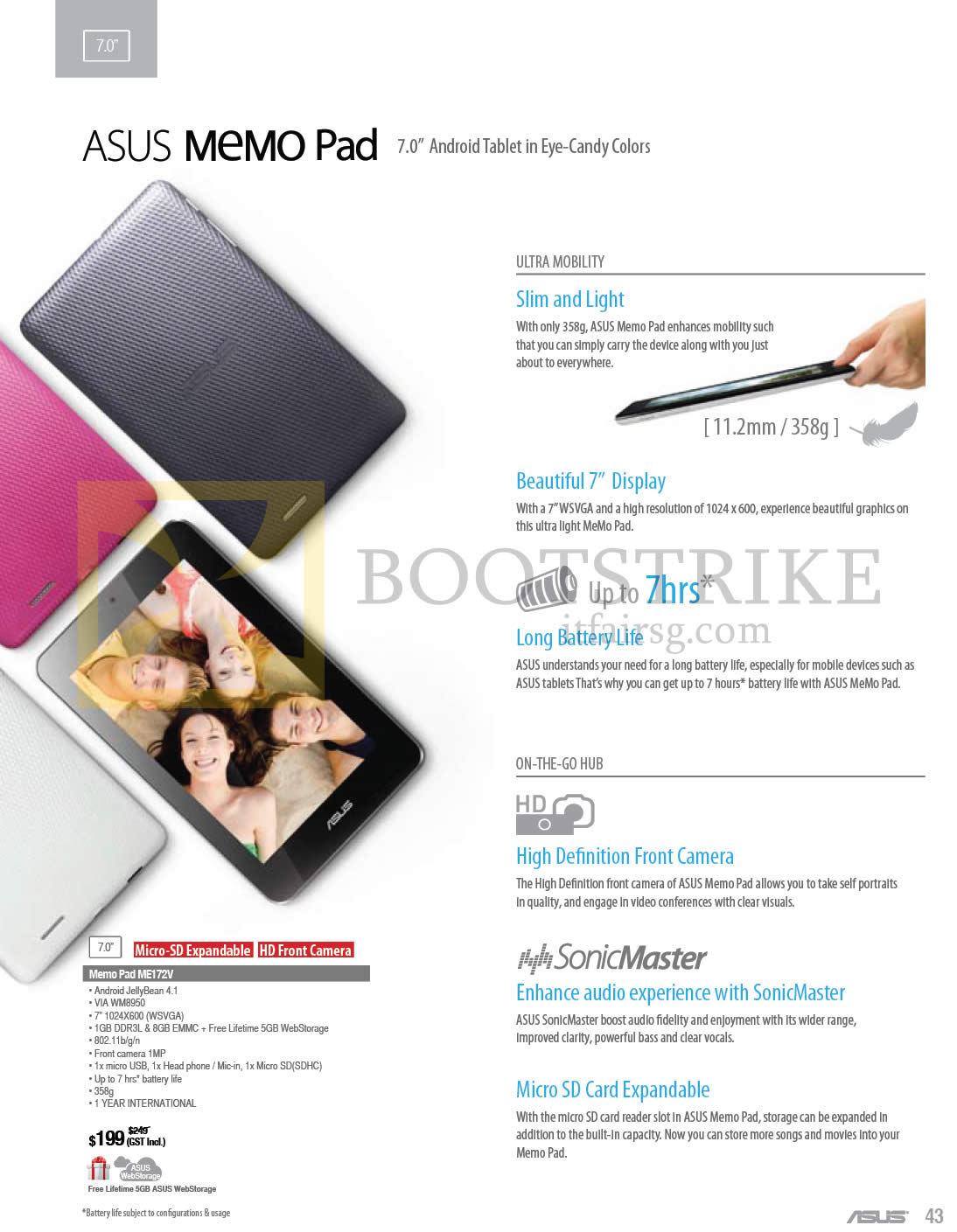 COMEX 2013 price list image brochure of ASUS Tablets Memo Pad ME172V