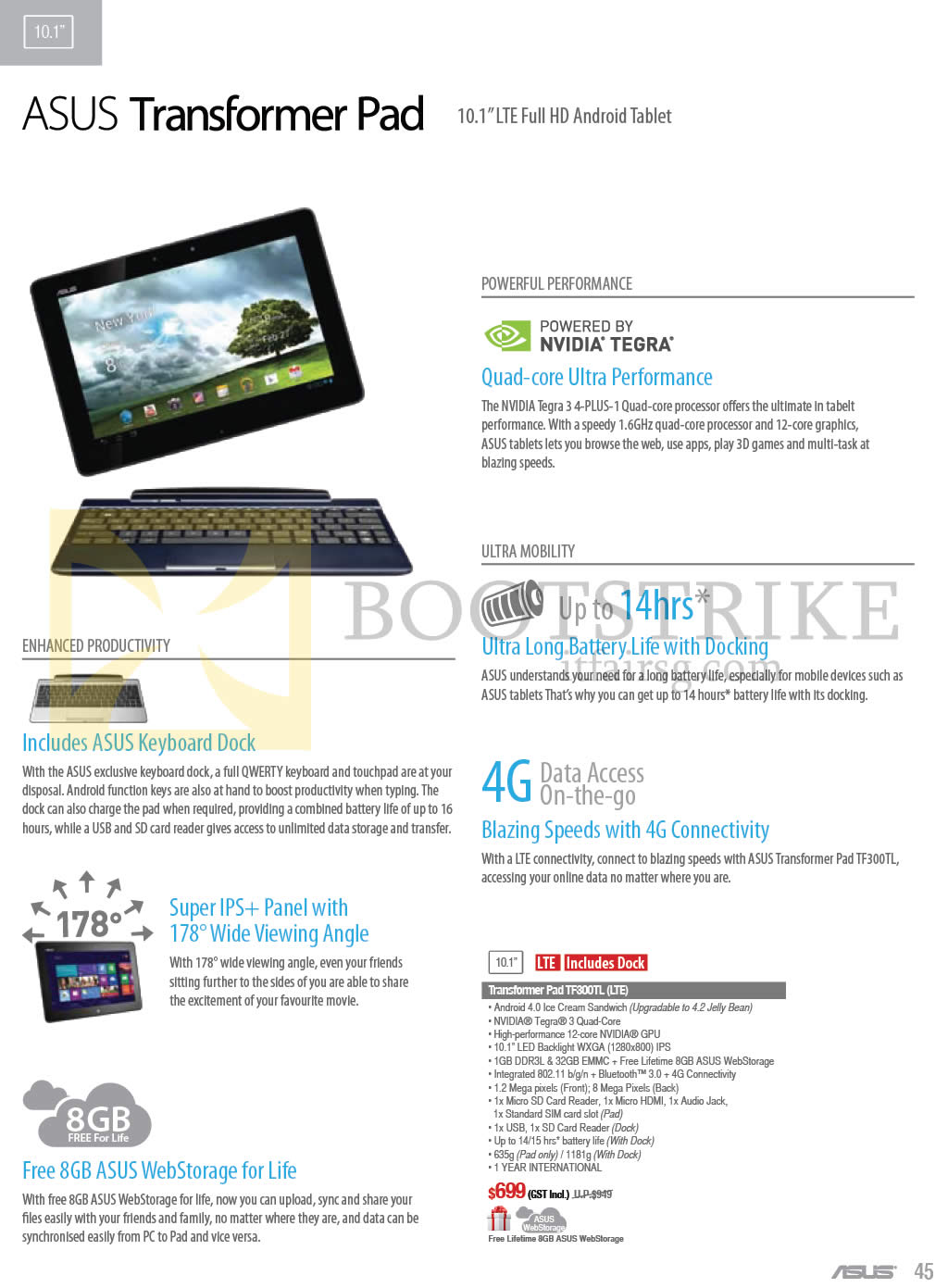 COMEX 2013 price list image brochure of ASUS Tablets Transformer Pad TF300TL