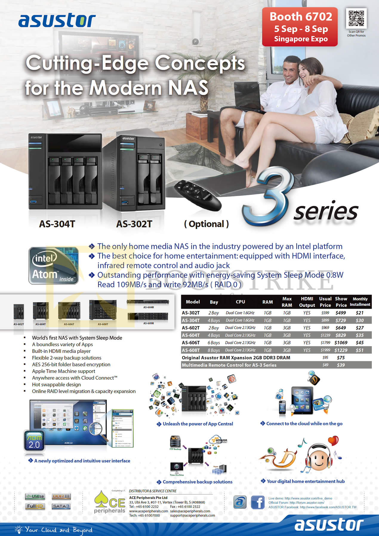 COMEX 2013 price list image brochure of Ace Peripherals Asustor NAS AS-302T AS-304T AS-602T AS-604T AS-606T AS-608T AS-604RS AS-609RS R2