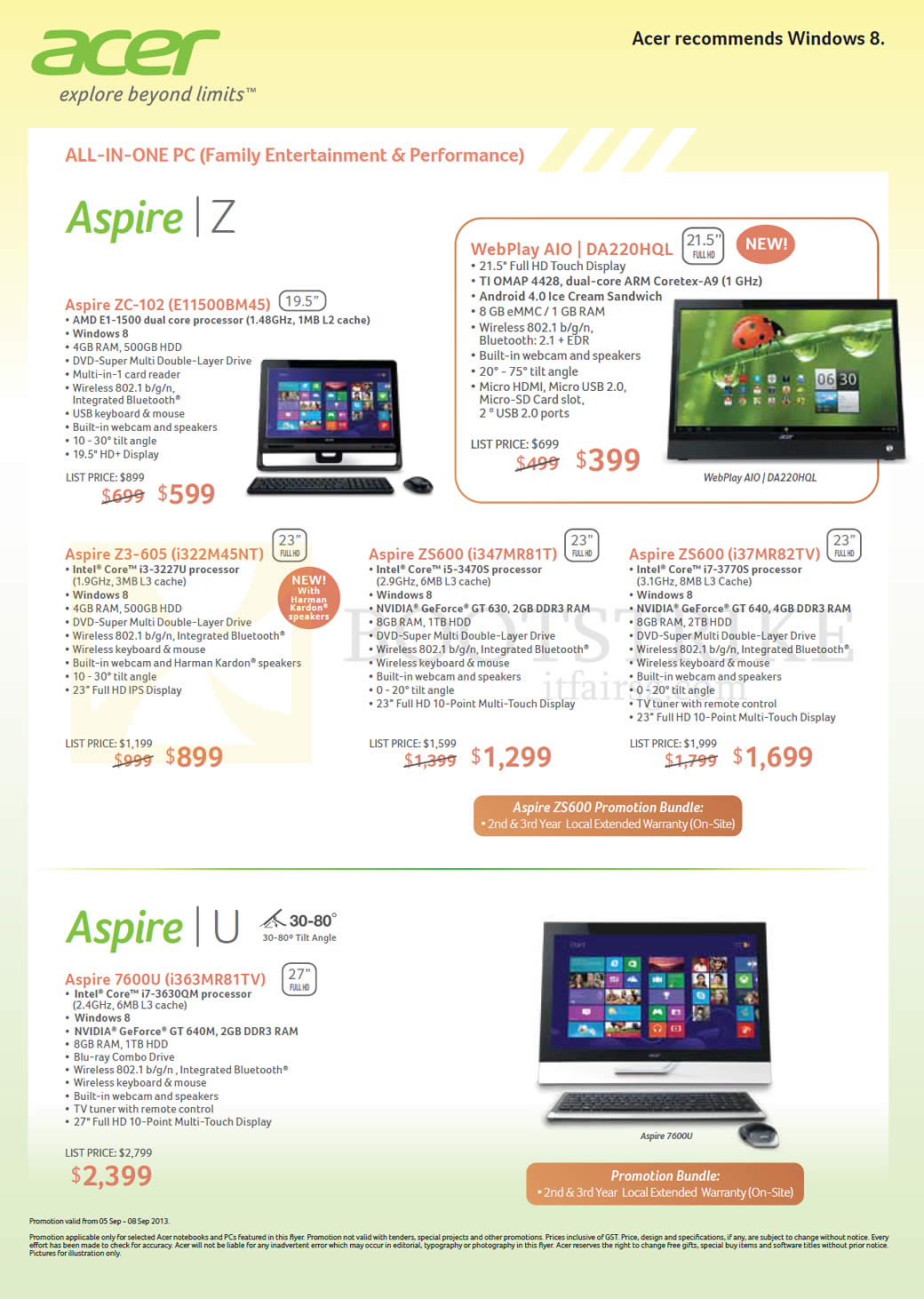 COMEX 2013 price list image brochure of Acer Desktop PCs AIO Aspire ZC-102 E11500BM45, Z3-605 I322M45NT, ZS600 I347MR81T, ZS600 I37MR82TV, 7600U I363MR81TV