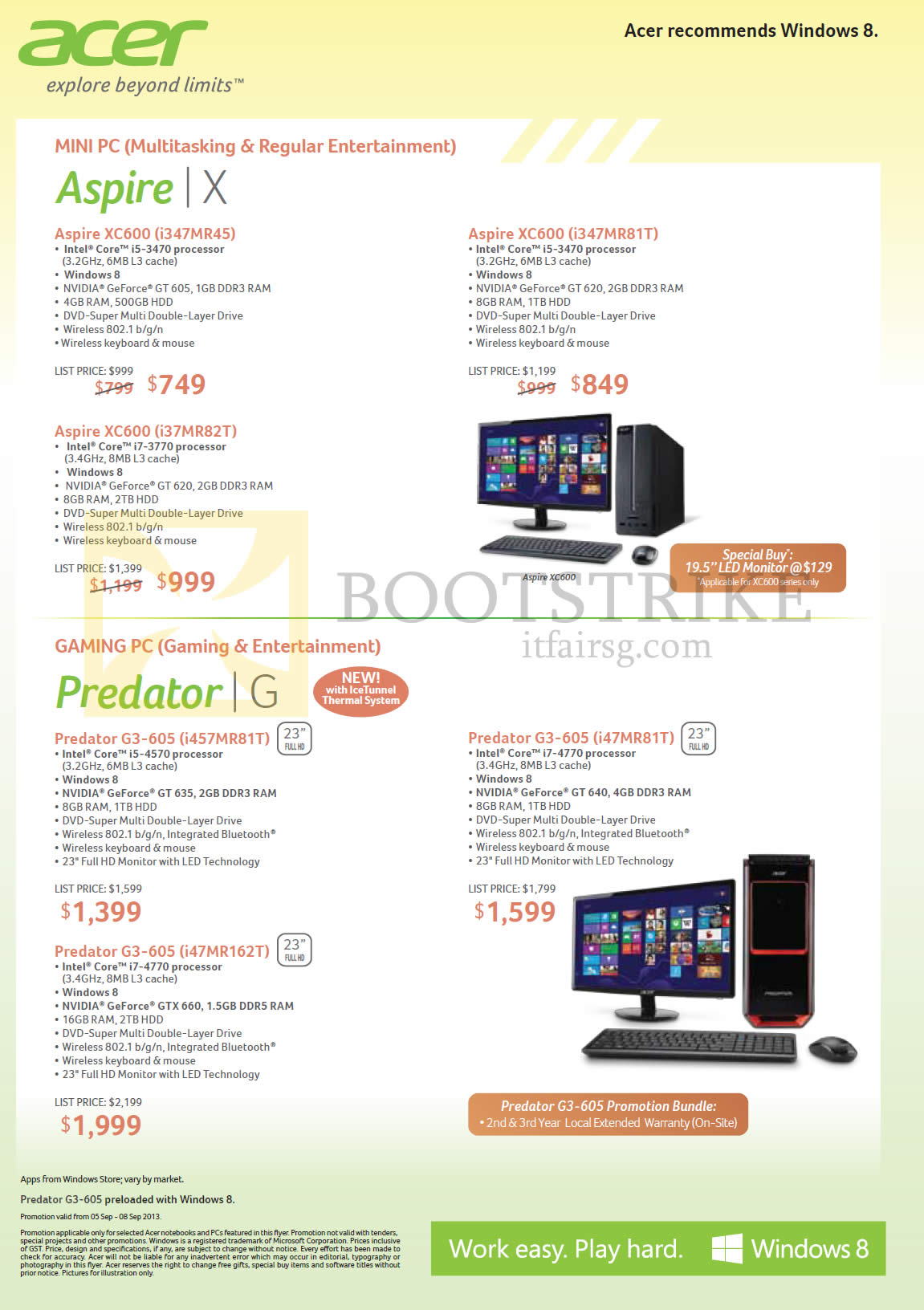 COMEX 2013 price list image brochure of Acer Desktop PCs Aspire XC600 I347MR45 I347MR81T I37MR82T, Predator G3-605 I457MR81T I47MR81T I47MR162T