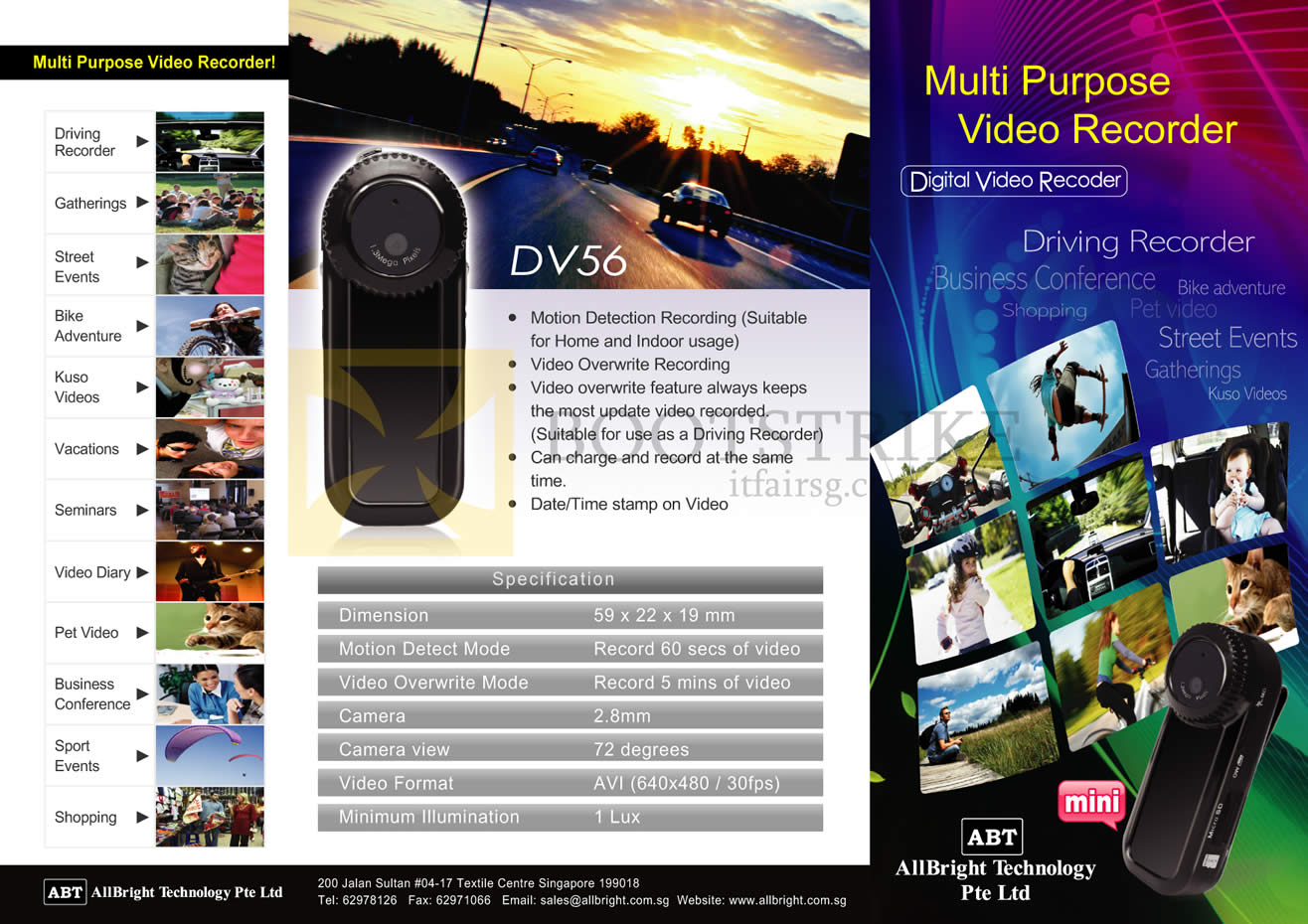 COMEX 2013 price list image brochure of Allbright DV56 Video Recorder, Driving Recorder
