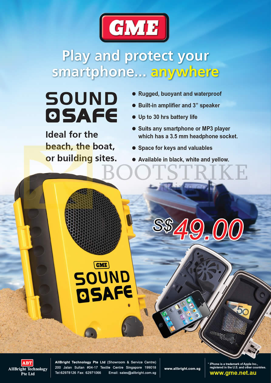 COMEX 2013 price list image brochure of Allbright GME Sound Safe Smartphone Case